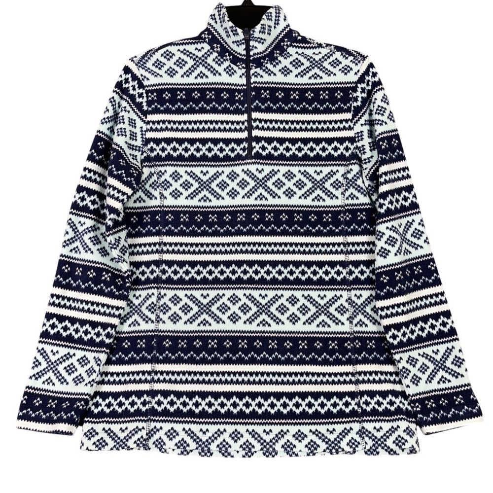 Lands End Nordic Fleece Half Zip‎ Pullover Women S Relaxed Fit Casual Layering